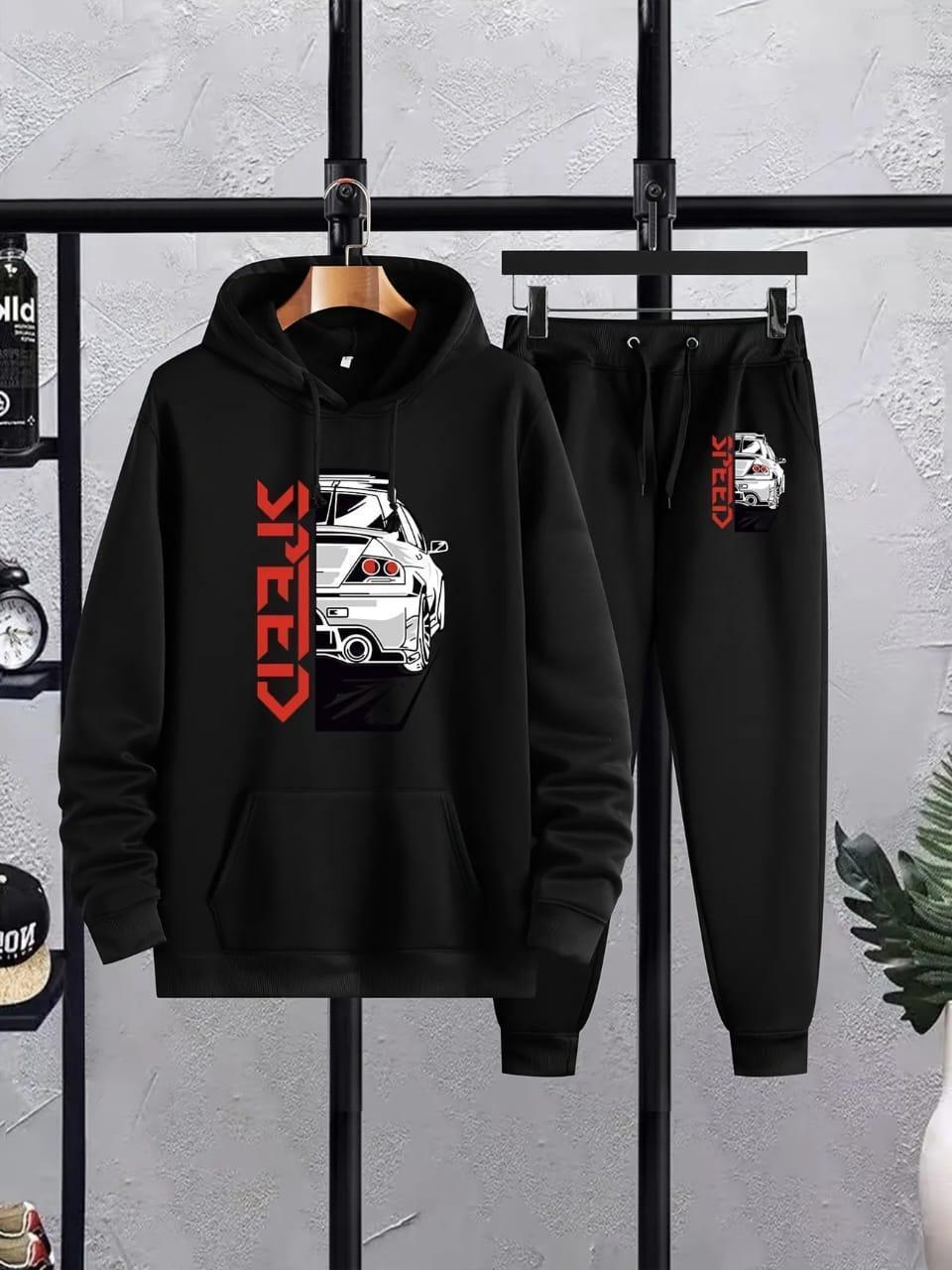 Men’s printed Fleece Hoodie Track suit 2 pcs set