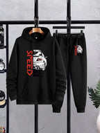 Men’s printed Fleece Hoodie Track suit 2 pcs set