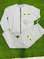 Men’s-printed Fleece zipper track suit 2 pec in gray